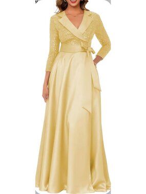 HY Women’s Sequin  Mother of the Bride Long Sleeve  Formal Dress Size 14
